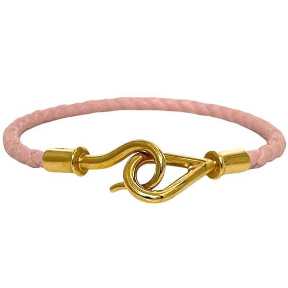 HERMES Pink Leather Charm Bracelet